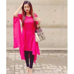 Pink Up and Down Bell Slivees Trendy Reyon Kurti